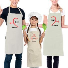 Ensemble de tabliers BIO brodés pour la famille Ensemble de tabliers BIO brodés pour la famille