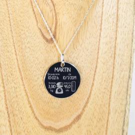 Pendentif en argent naissance personnalisé Pendentif en argent naissance personnalisé