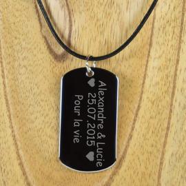 Pendentif plaque militaire gravée Pendentif plaque militaire gravée
