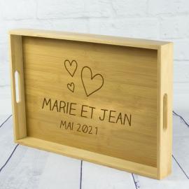 Plateau en bambou personnalisé pour couple Plateau en bambou personnalisé pour couple
