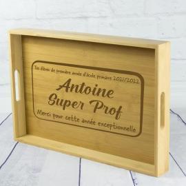 Plateau en bois gravé personnalisé 'Super enseignant' Plateau en bois gravé personnalisé 'Super enseignant'