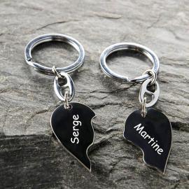 Porte-clés coeur duo gravé Porte-clés coeur duo gravé