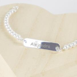 Bracelet à perles gravé en argent pour fille Bracelet à perles gravé en argent pour fille