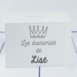 Tirelire en bois personnalisée Couronne Tirelire en bois personnalisée Couronne