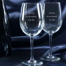 Verres à vin personnalisés gravés avec message Verres à vin personnalisés gravés avec message