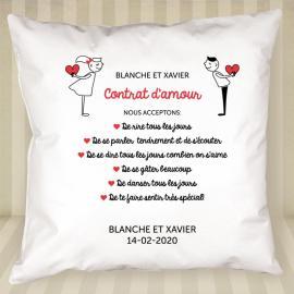 Coussin personnalisé contrat d'amour Coussin personnalisé contrat d'amour