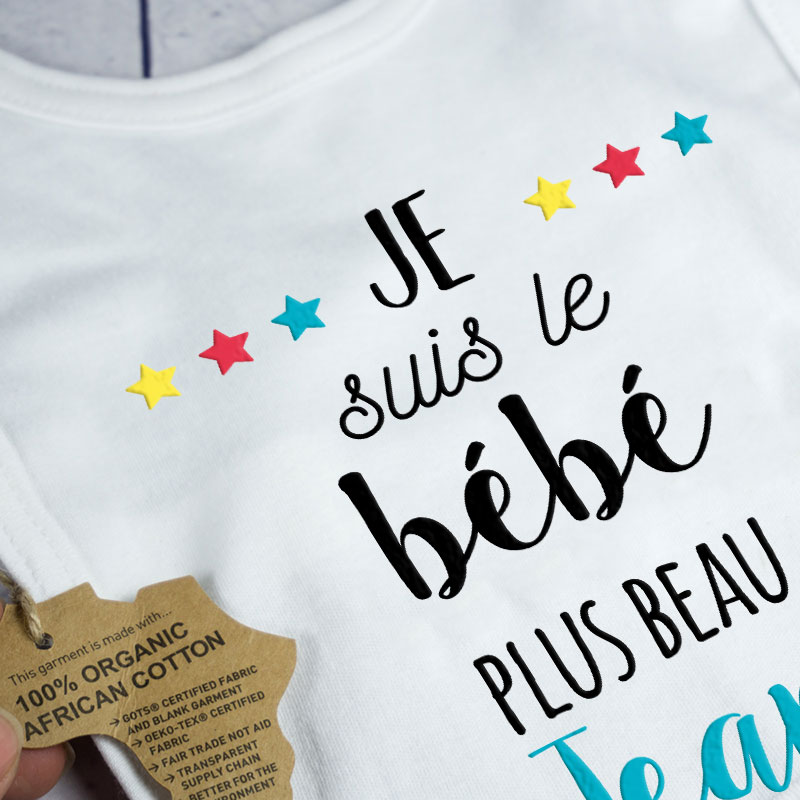 Cadeaux personnalisés: Cadeaux brodés: Bavoir BIO brodé 'le plus cool'