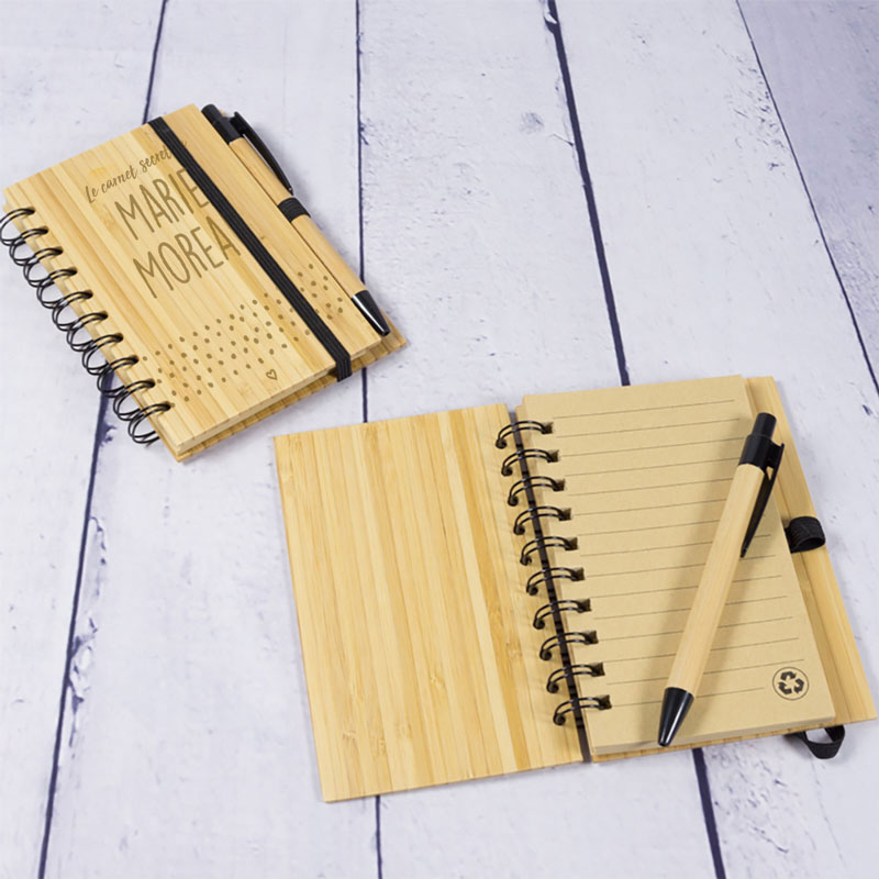 Set de bloc-notes A6 en bambou personnalisable - Sonorabam