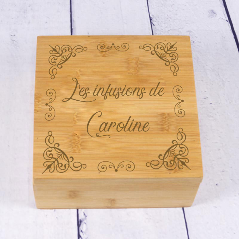 Boîte à Thé en Bambou Gravée : Idée Cadeau Personnalisée & Originale