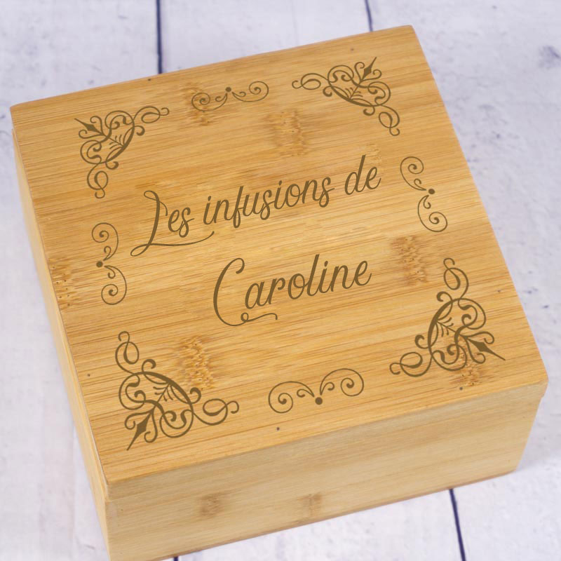 Cadeaux personnalisés: Cadeaux avec le nom: Boîte à thé en bambou personnalisée