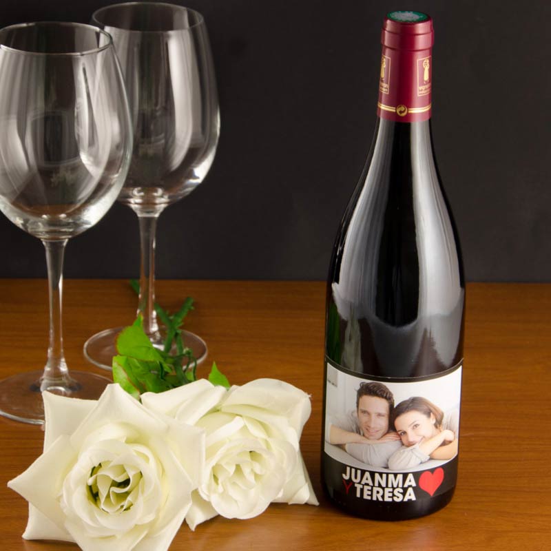Cadeaux personnalisés: Boissons personnalisées: Bouteille de vin Amour personnalisée avec photo