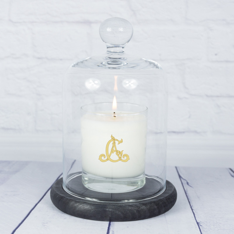 Cadeaux personnalisés: Décoration: Bougie blanche personnalisée avec monogramme