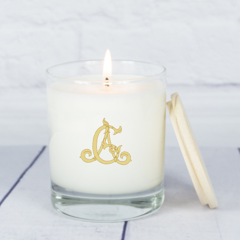 Cadeaux personnalisés: Décoration: Bougie blanche personnalisée avec monogramme