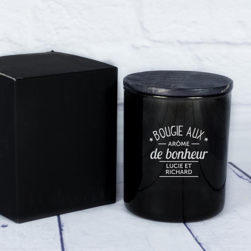 Cadeaux personnalisés: Bougies personnalisées: Bougie gravée 'Aromes de bonheur'