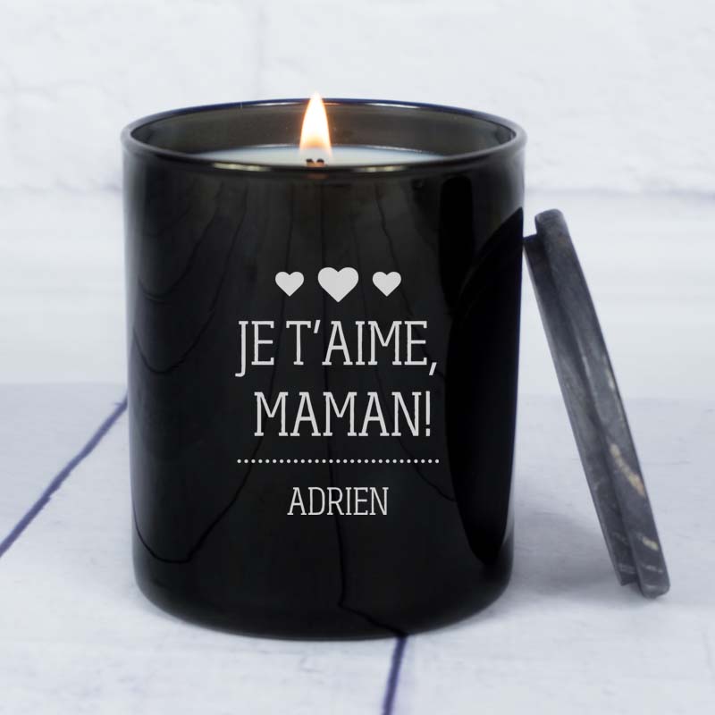 Cadeaux personnalisés: Bougies personnalisées: Bougie gravée je t'aime maman