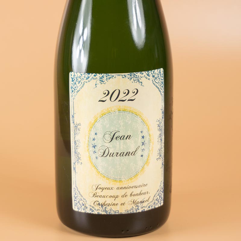 Cadeaux personnalisés: Boissons personnalisées: Bouteille de champagne anniversaire vintage