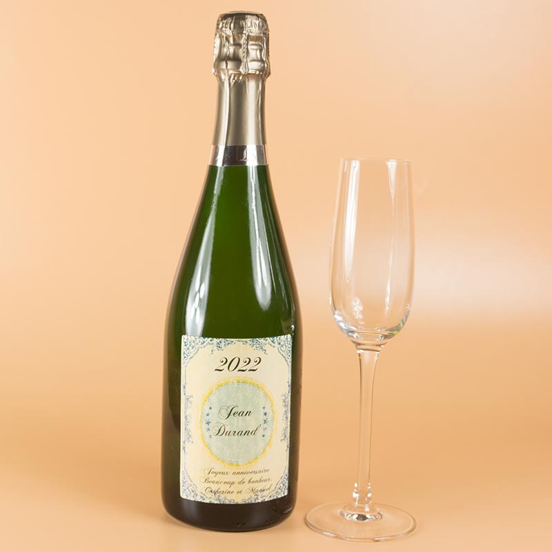 Cadeaux personnalisés: Boissons personnalisées: Bouteille de champagne anniversaire vintage