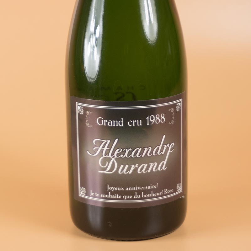 Cadeaux personnalisés: Boissons personnalisées: Bouteille de Champagne Grand Cru