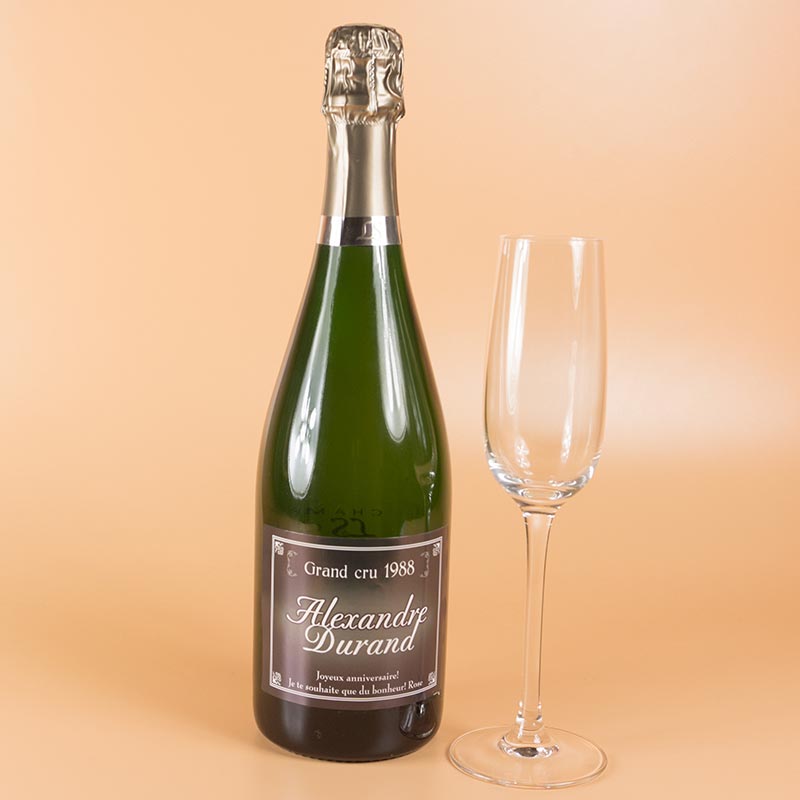 Cadeaux personnalisés: Boissons personnalisées: Bouteille de Champagne Grand Cru