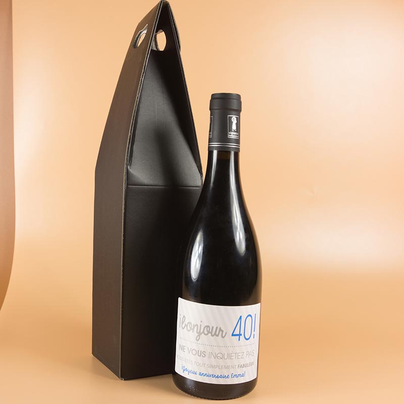 Cadeaux personnalisés: Boissons personnalisées: Bouteille de vin 40e anniversaire