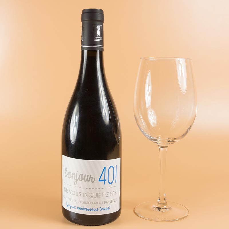 Cadeaux personnalisés: Boissons personnalisées: Bouteille de vin 40e anniversaire
