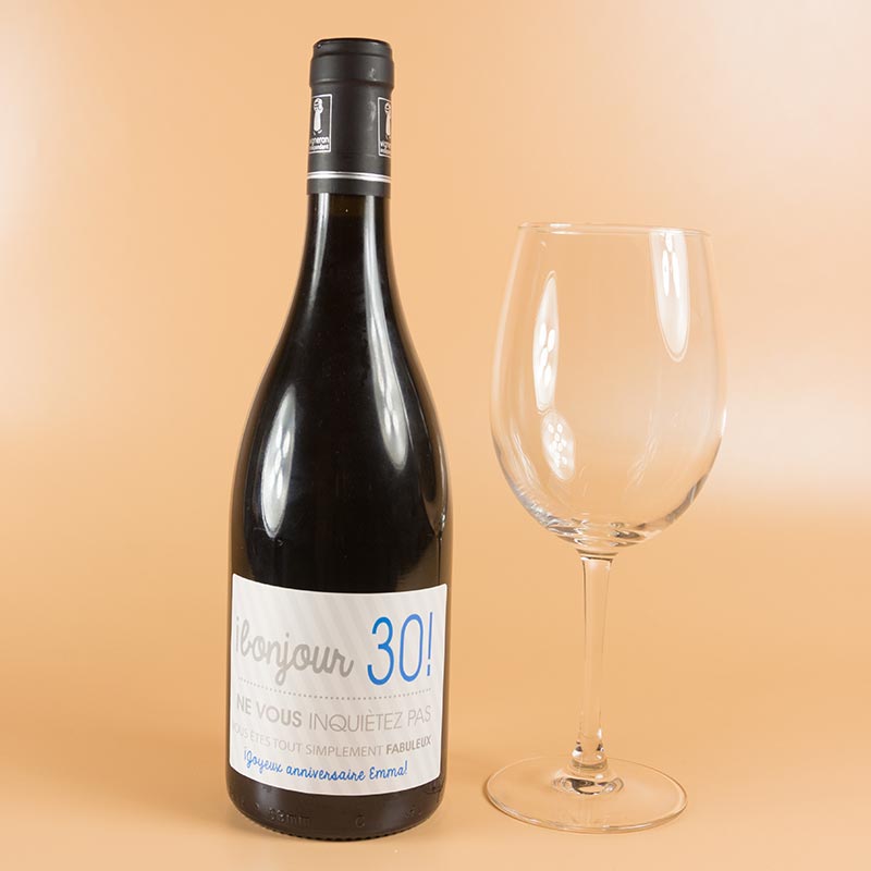 Cadeaux personnalisés: Boissons personnalisées: Bouteille de vin du 30e anniversaire