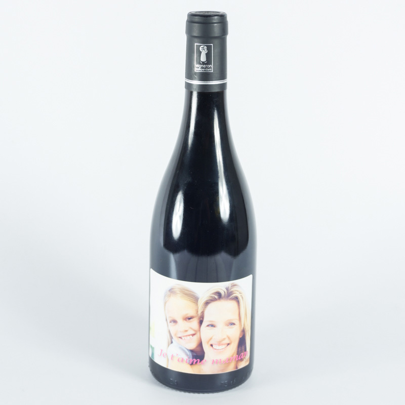 Cadeaux personnalisés: Boissons personnalisées: Bouteille de vin 'Je t'aime' avec photo