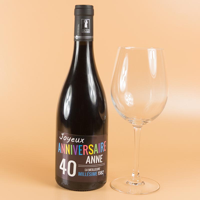 Cadeaux personnalisés: Boissons personnalisées: Bouteille de vin personnalisée pour anniversaire