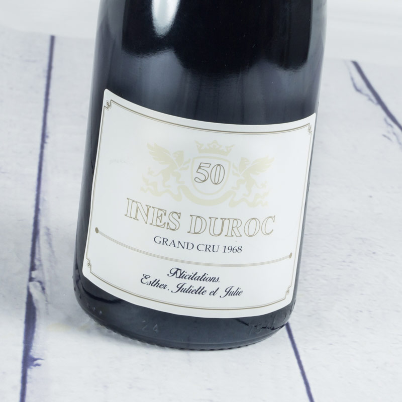 Bouteille de vin étiquette Grand Cru 'Anniversaire