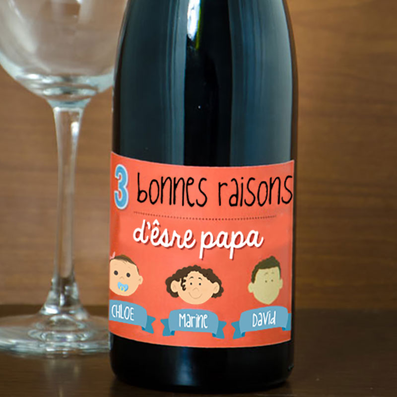 Cadeaux personnalisés: Boissons personnalisées: Bouteille de vin raisons d'être papa