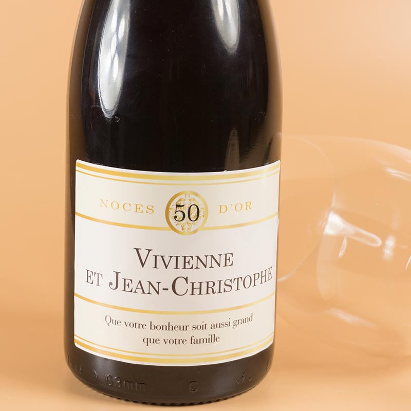 Cadeaux personnalisés: Boissons personnalisées: Bouteille de vin spécial Noces d'or