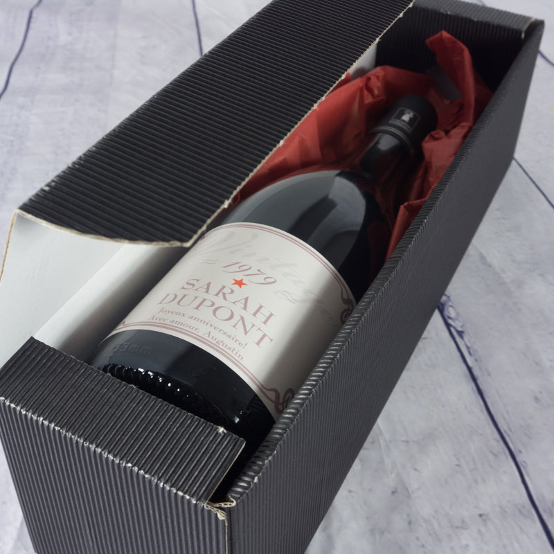 Cadeaux personnalisés: Boissons personnalisées: Bouteille de vin vintage pour anniversaire