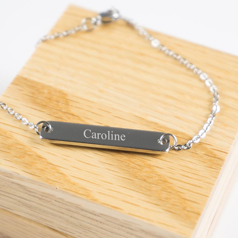 Cadeaux personnalisés: Bijoux personnalisés: Bracelet chaîne en acier personnalisé