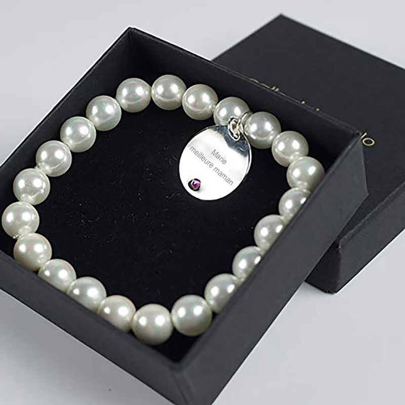 Cadeaux personnalisés: Bijoux personnalisés: Bracelet en argent personnalisé avec médaille