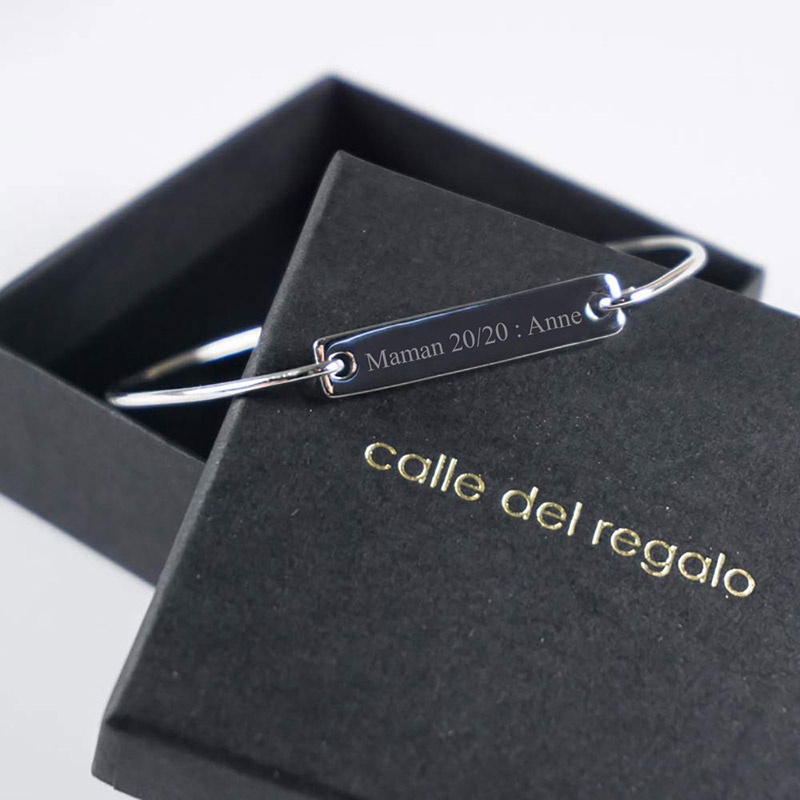 Cadeaux personnalisés: Bijoux personnalisés: Bracelet en argent personnalisé avec texte