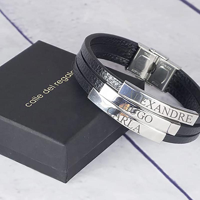 Cadeaux personnalisés: Bracelet en cuir gravé: Bracelet en cuir gravé