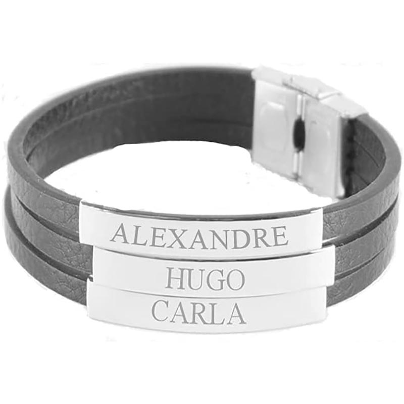 Cadeaux personnalisés: Bracelet en cuir gravé: Bracelet en cuir gravé