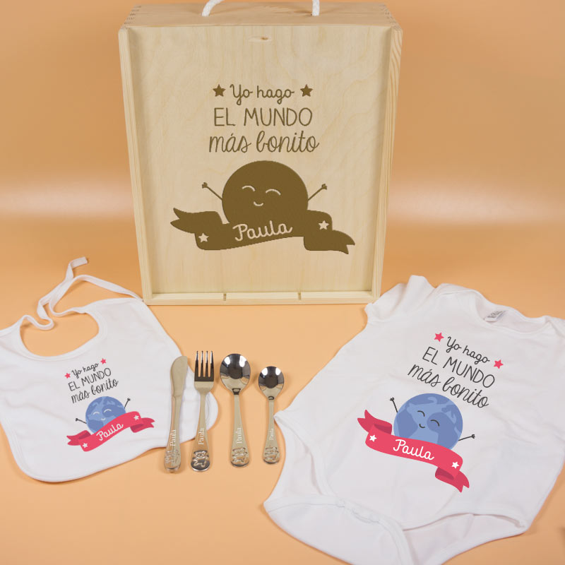 Cadeaux personnalisés: Cadeaux avec le nom: Panier pour bébé personnalisé 'Je rends le monde plus beau'