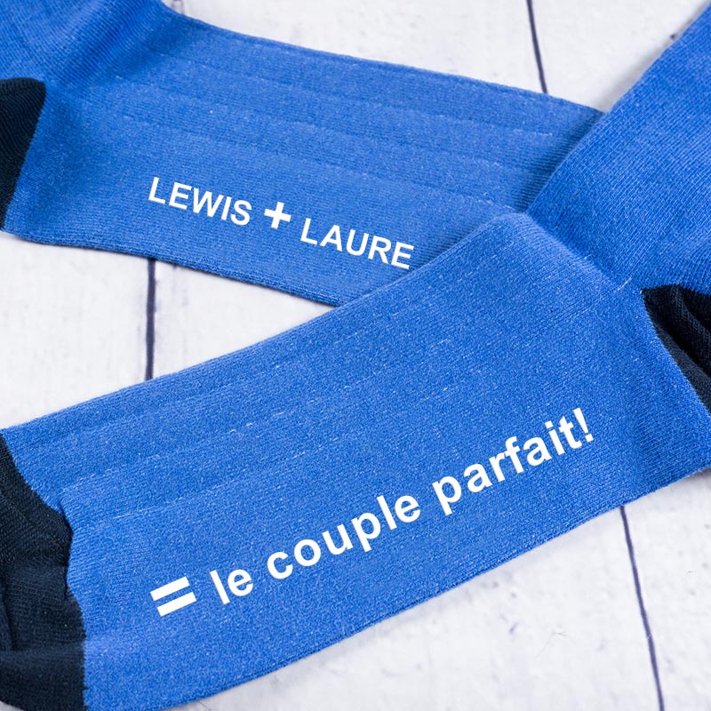 Cadeaux personnalisés: Cadeaux avec le nom: Chaussettes amusantes personnalisées pour couple