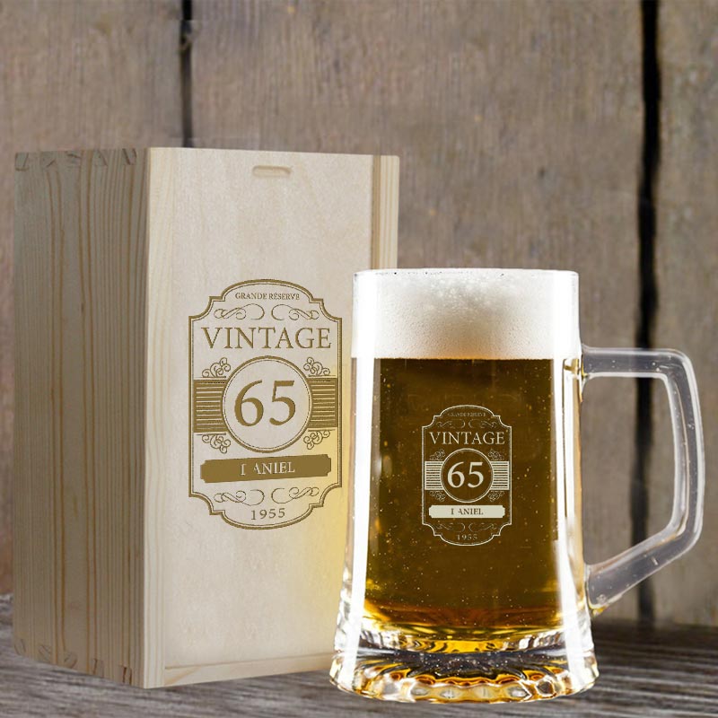 Cadeaux personnalisés: Art de la table personnalisé: Chope de bière vintage personnalisée