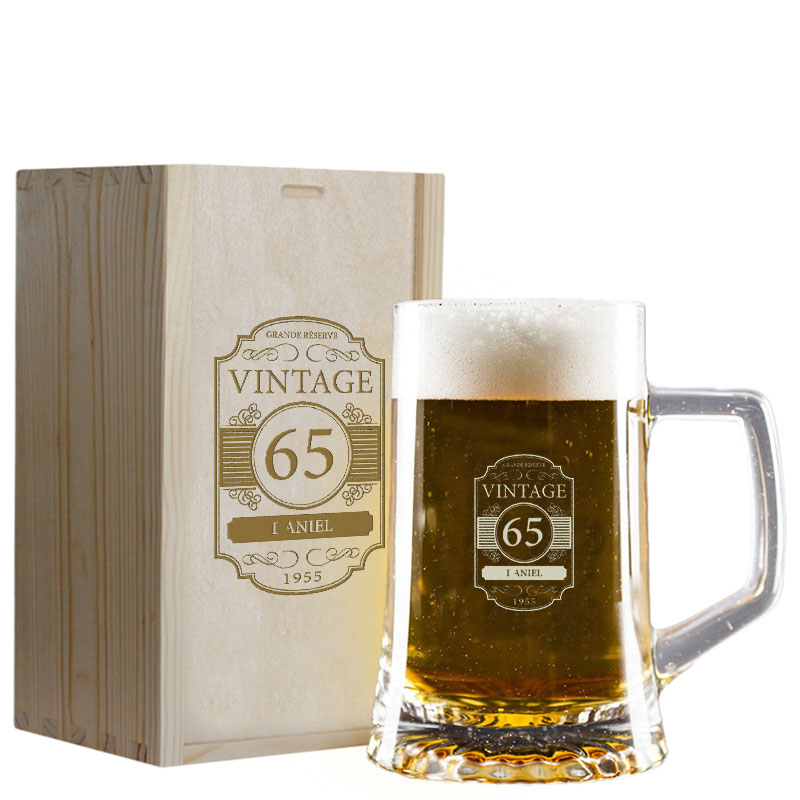 Cadeaux personnalisés: Art de la table personnalisé: Chope de bière vintage personnalisée