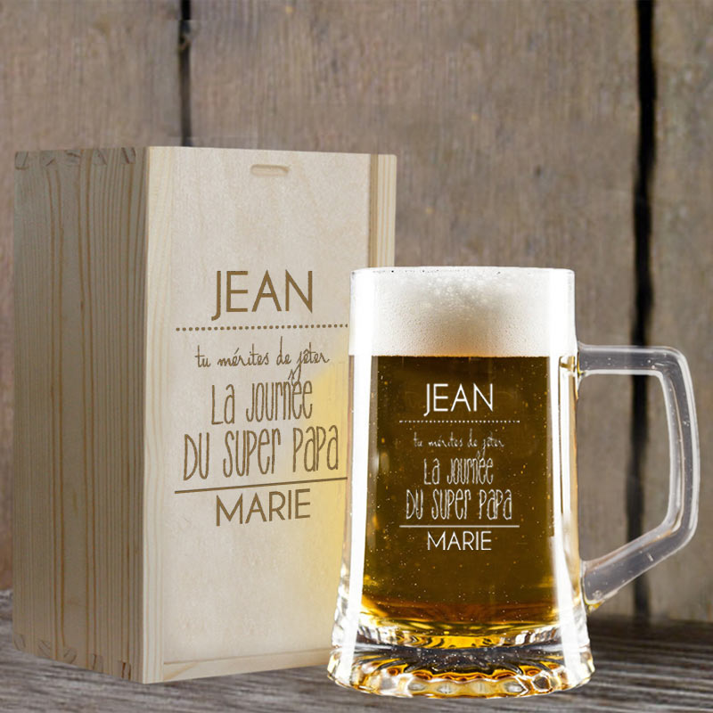 Cadeaux personnalisés: Art de la table personnalisé: Chope de bière originale pour la fête des pères