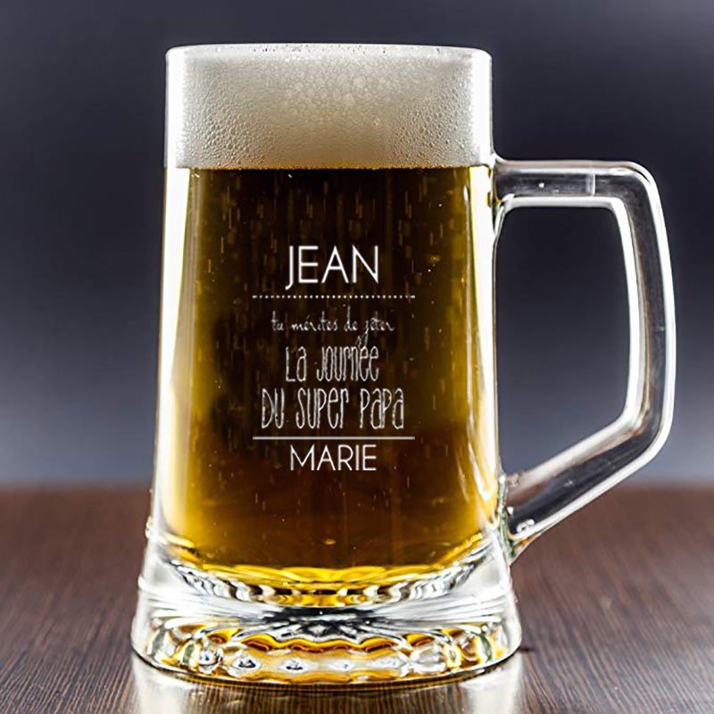 Cadeaux personnalisés: Art de la table personnalisé: Chope de bière amusante et son coffret fête des pères