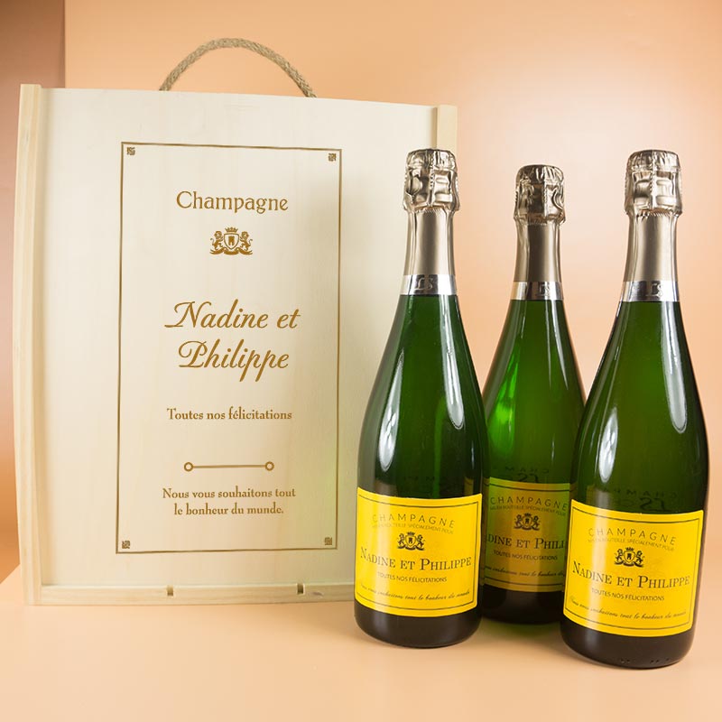 Cadeaux personnalisés: Boissons personnalisées: Coffret bouteilles de champagne personnalisé