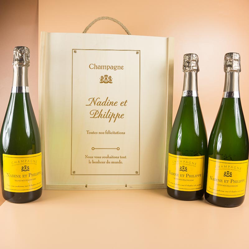 Cadeaux personnalisés: Boissons personnalisées: Coffret bouteilles de champagne personnalisé