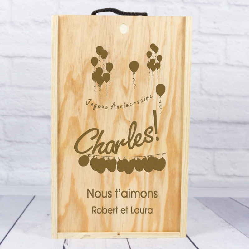 Cadeaux personnalisés: Cadeaux avec le nom: Coffret de bouteille de vin pour anniversaire