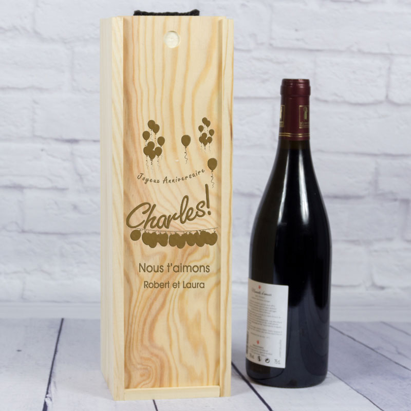 Cadeaux personnalisés: Cadeaux avec le nom: Coffret de bouteille de vin pour anniversaire