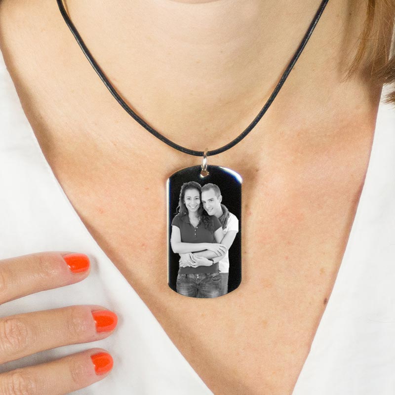 Cadeaux personnalisés: Bijoux personnalisés: Pendentif avec photo et texte gravé