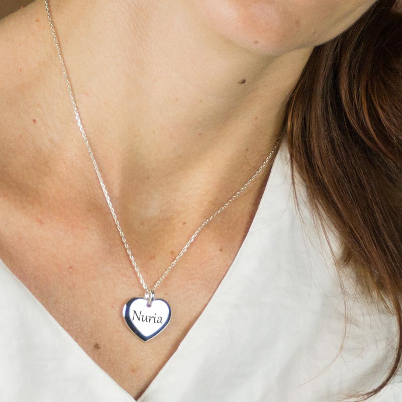 Cadeaux personnalisés: Bijoux personnalisés: Bijour coeur en argent gravé