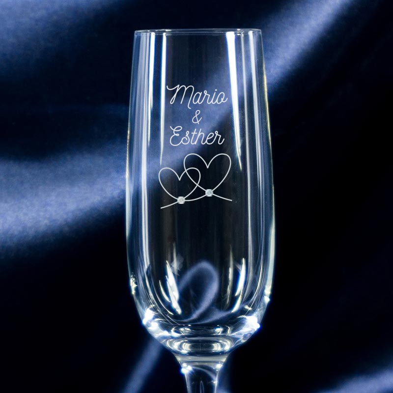 Cadeaux personnalisés: Art de la table personnalisé: Flûtes à champagne gravées avec cristaux Swarovski pour les couples